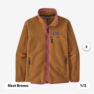 Patagonia women’s retro pile fleece sweater, L, nest brown